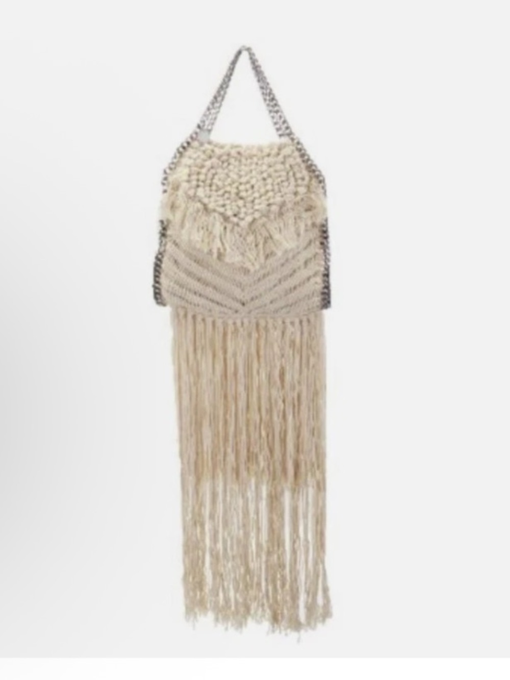 Stella McCartney Falabella Cream Macramé Fringe Crossbody